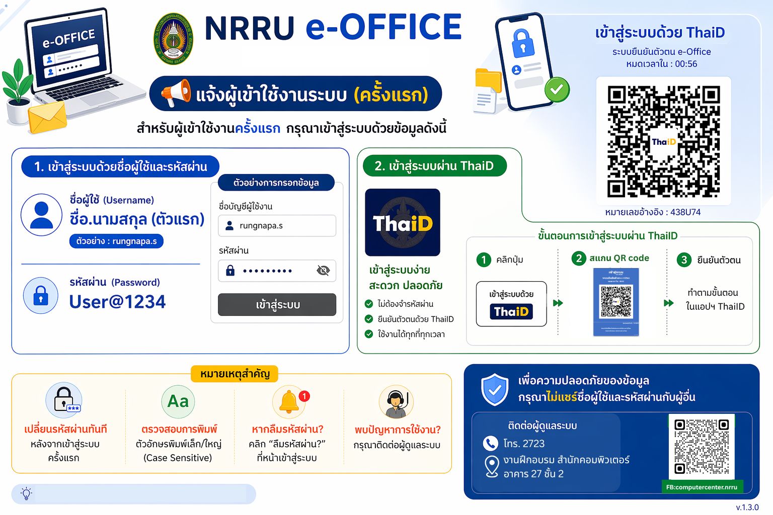 เข้าใช้งาน NRRU e-Office ครั้งแรก ง่ายนิดเดียว